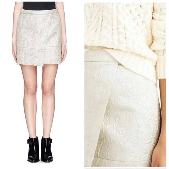 J. Crew Skirt Pearl Metallic Matelasse Origami Faux Wrap Mini Skirt Size 10 NEW - Picture 1 of 12